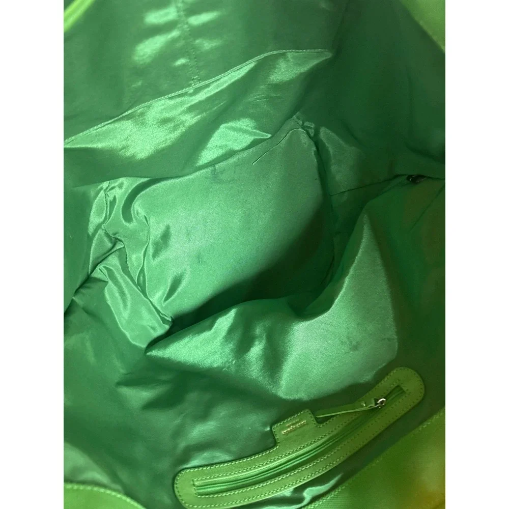 Kate Spade G&T Lime Green Canvas Tote‎ Bag Rope Handles Large Beach Travel